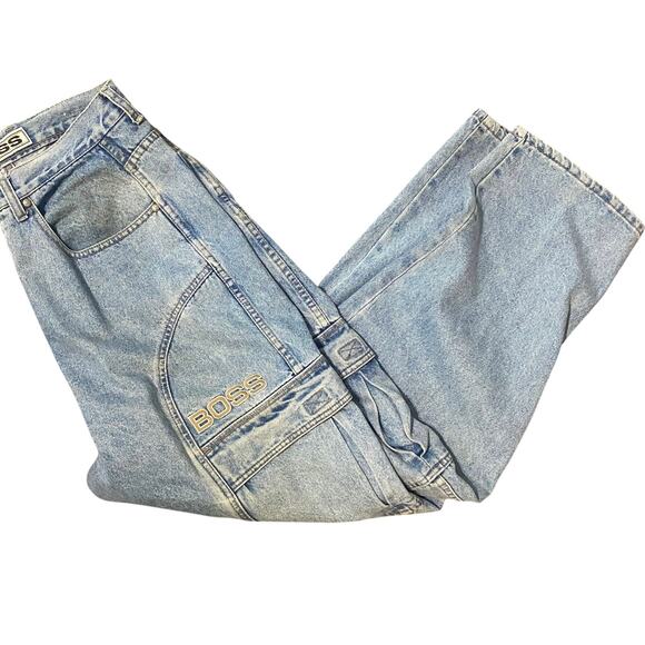 Vintage BOSS Light Wash Blue Cargo Jeans Size 34 x 31 - Picture 1 of 7